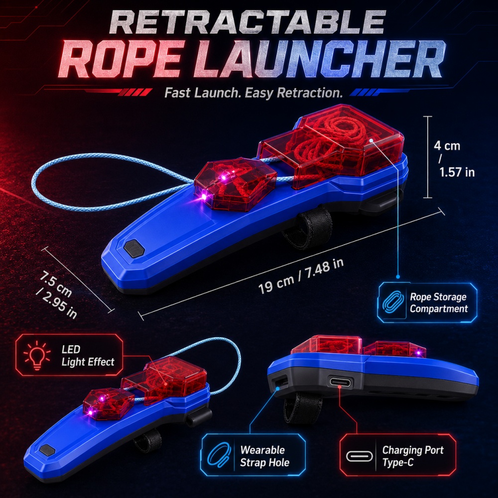 Rope Launcher Spider Web Shoot - Car Led Light ulasan dan harga